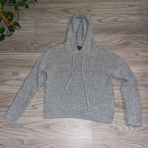 Grey Hoodie Crop Sweater - M
